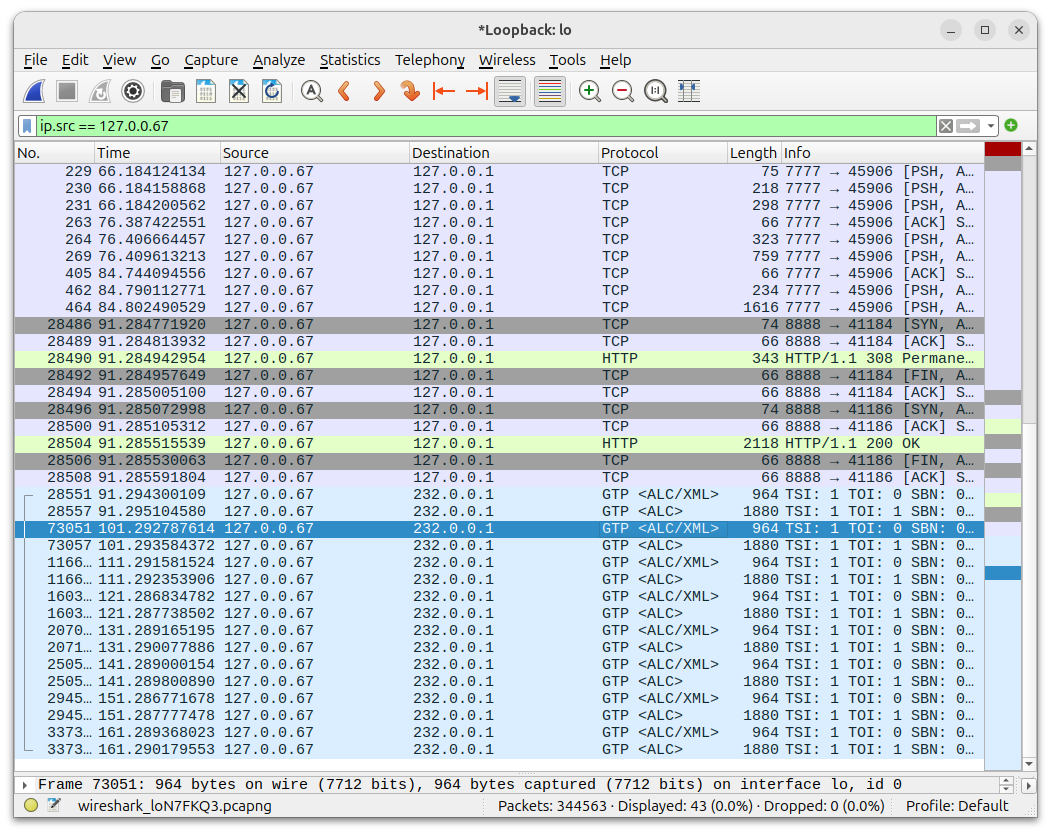 Wireshark capture