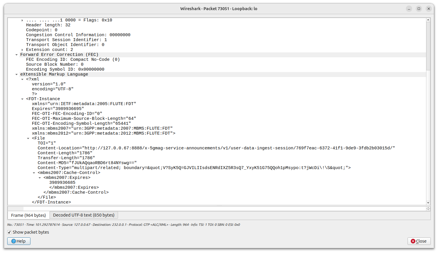Wireshark capture