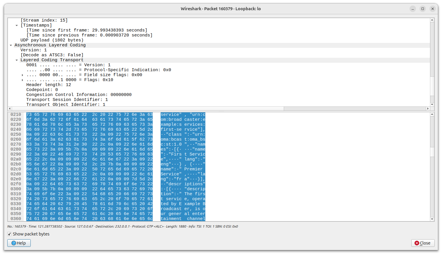 Wireshark capture